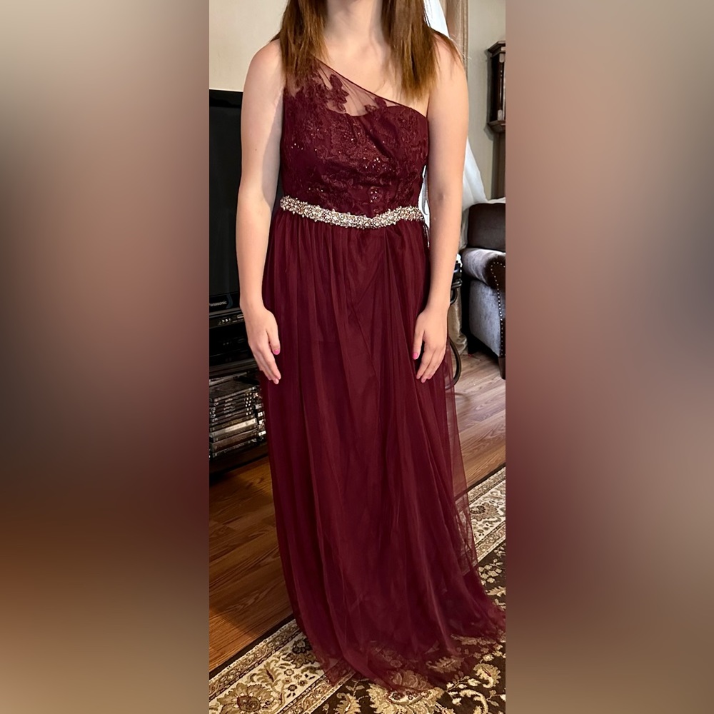 Burgundy David’s Bridal Gown